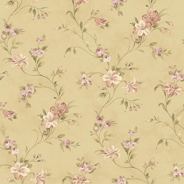 Chesapeake Lorraine Lily Gold Floral Paper Strippable Roll Wallpaper (Covers 56.4 sq. ft.)