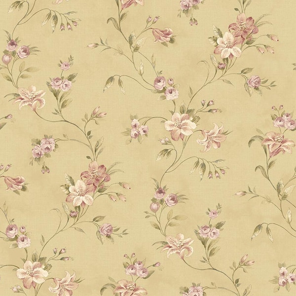 Chesapeake Lorraine Lily Gold Floral Gold Wallpaper Sample