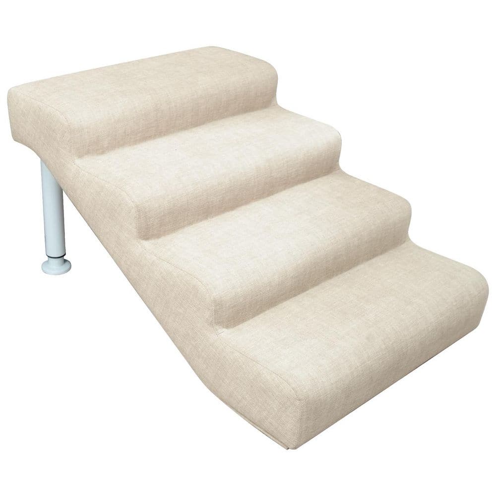 4-Step Linen Faux Leather Dog Stairs 19.7 in. Extra Wide Adjustable Pet Stairs for Dog to Get on Bed Non-Slip Dog Steps price history on PriceWatchPro