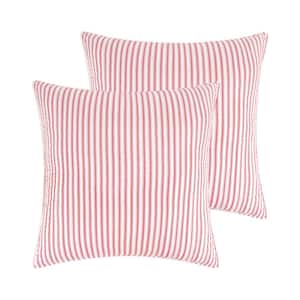 Winterberry Forest Red Striped Quilted Microfiber Euro Sham - (Set of 2)
