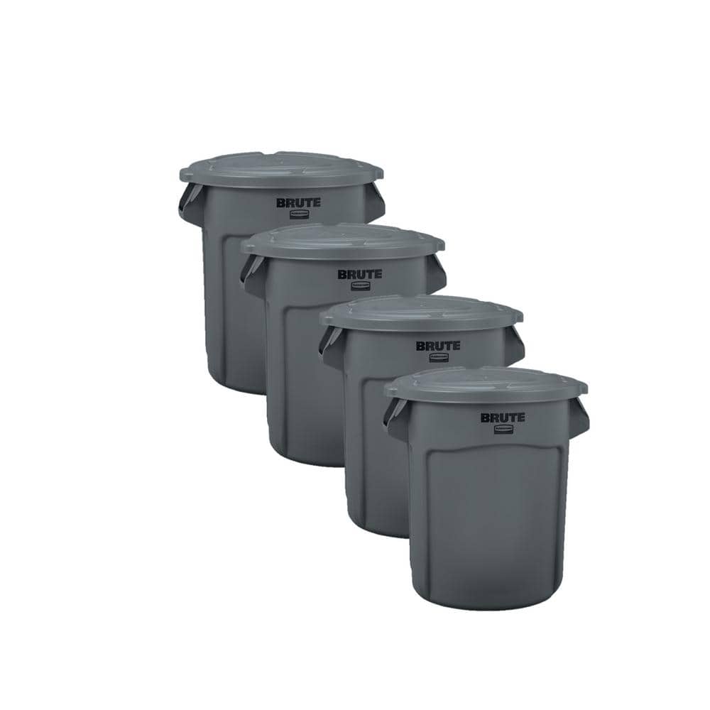 Brute 44 Gal. Grey Round Vented Wheeled Trash Can (2-Pack)