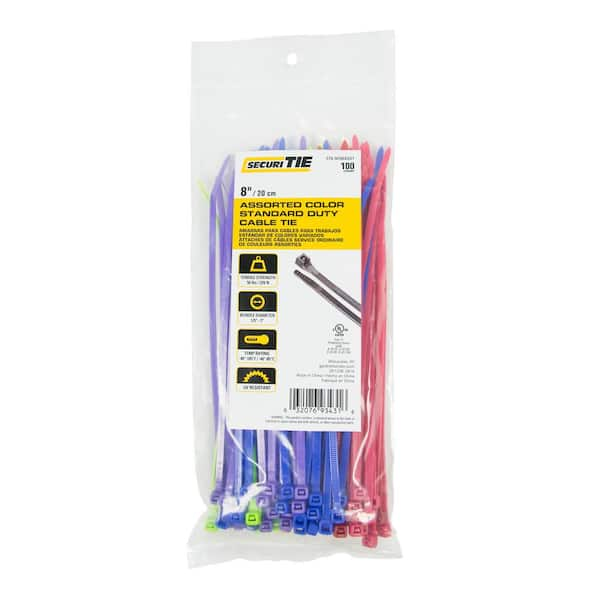 Gardner Bender 8 in. Cable Tie, 50 lb. Tensile, Assorted, 100-Pack (Case of 10)