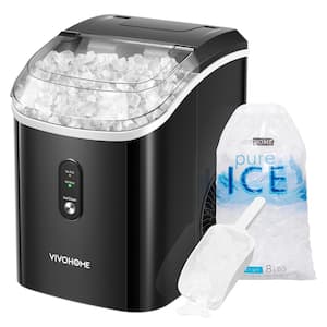 10.7 in. 33 lb./Day Chewable Nugget Ice Countertop Portable Ice Maker in Black