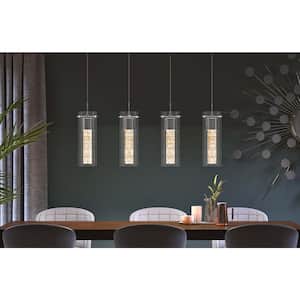 Essence 27-Watt 4 Light Chrome Modern Integrated LED Pendant Light Fixture for Dining Room or Kitchen