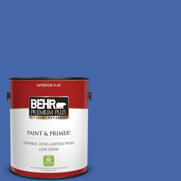 BEHR PREMIUM PLUS 1 gal. #P530-6 Indigo Batik Flat Low Odor Interior Paint & Primer