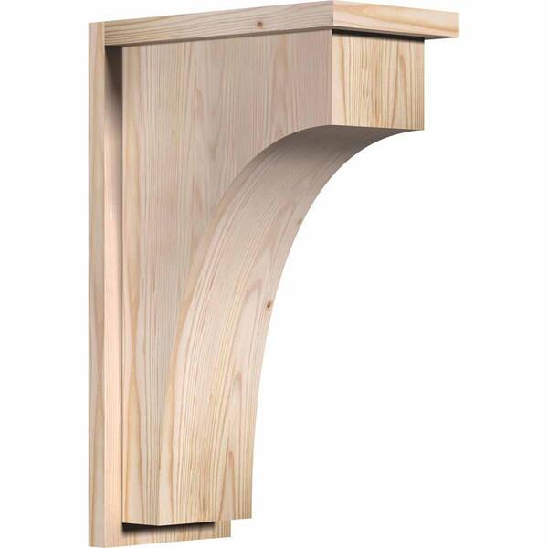 Ekena Millwork 7-1/2 in. x 14 in. x 22 in. Douglas Fir Huntington Smooth Corbel with Backplate