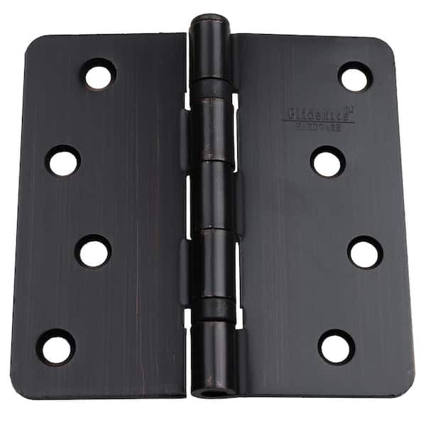 4 in. Oil Rubbed Bronze Steel Ball-Bearing Door Hinge 1/4 in. Corner Radius with Screws (12-Pack)