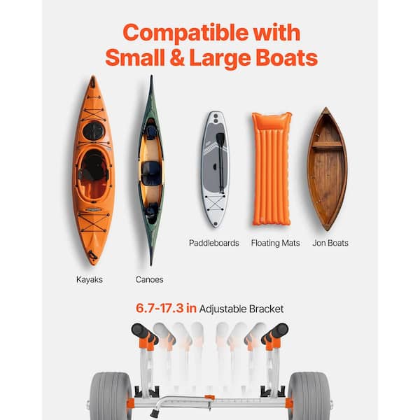 Adjustable Heavy Duty Kayak Cart Canoe Carrier - 350lb Capacity, 12 Inch Tires - View #3