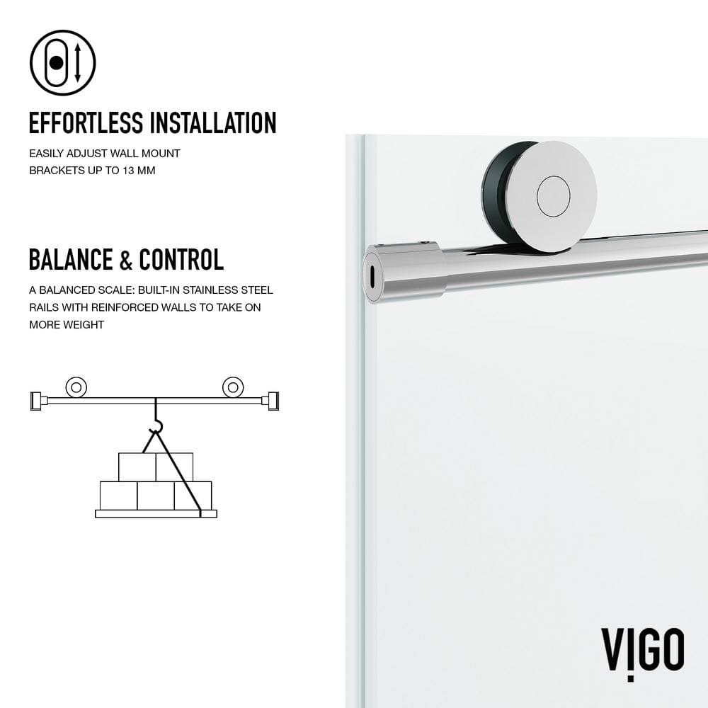 Elan 76" High x 60" Wide Frameless Sliding Shower Door in Chrome