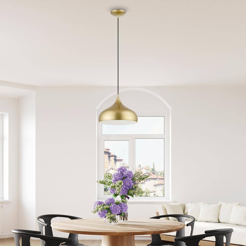 Soft Gold and Polished Brass Teardrop Pendant Light