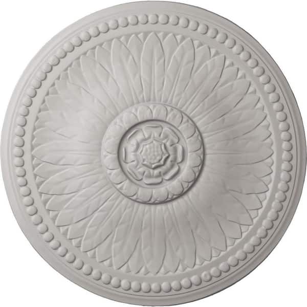 Ekena Millwork 18-1/8 in. x 3/4 in. Bailey Urethane Ceiling Medallion (Fits Canopies upto 4 in.) Hand-Painted Ultra Pure White