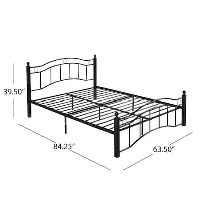 Bouvardia Contemporary Modern Queen-Size Flat Black Iron Bed Frame