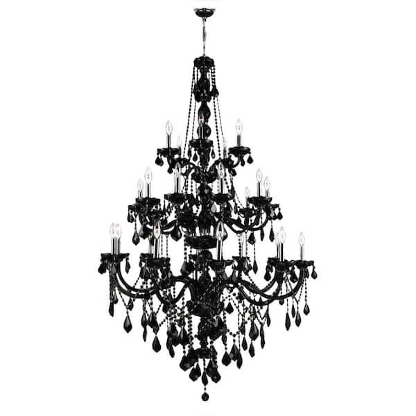 Worldwide Lighting Provence Collection 25-Light Black Crystal Chandelier