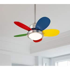Roundabout 30 in. Integrated LED Brushed Nickel Ceiling Fan with Light Kit