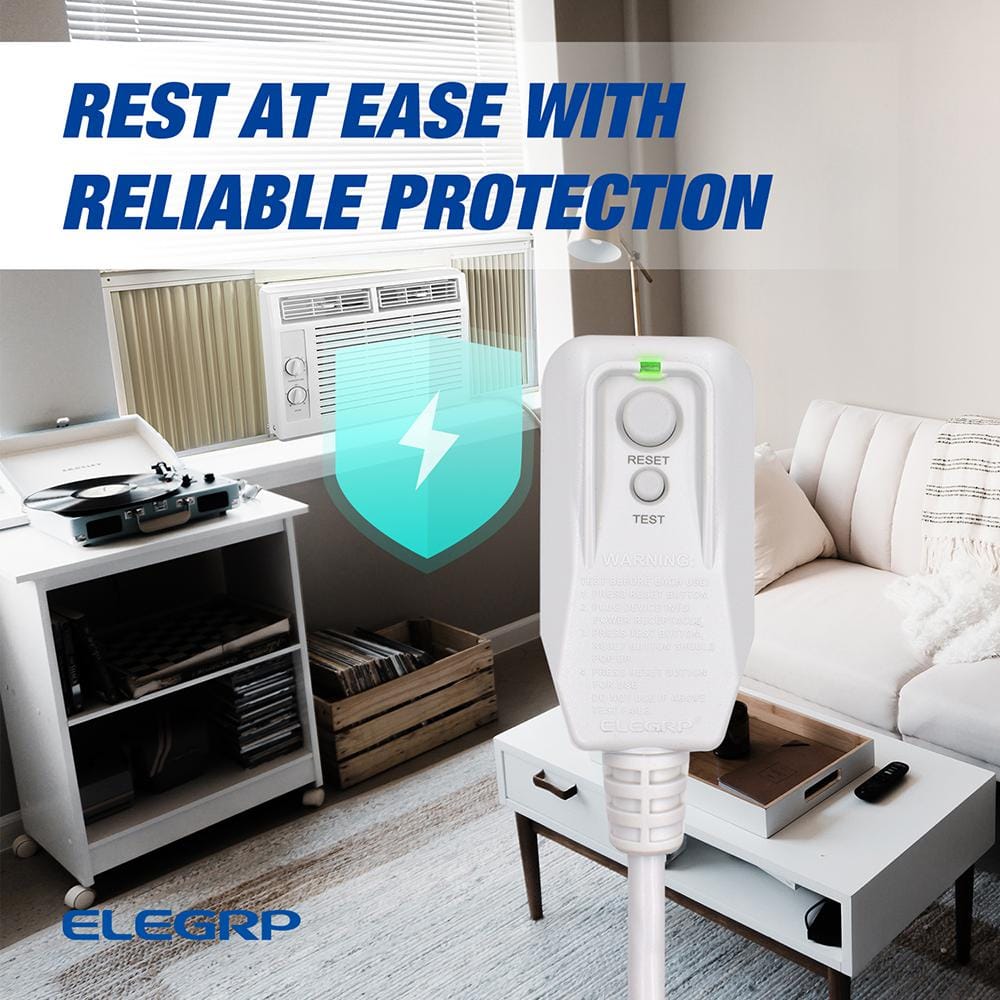 7.5ft White PVC Air Conditioner Power Cord with LCDI Plug
