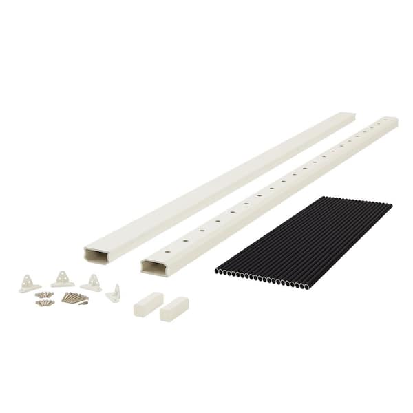 Fiberon BRIO 36 in. x 96 in. (Actual: 36 in. x 94 in.) White PVC Composite Line Railing Kit w/Round Aluminum Black Balusters