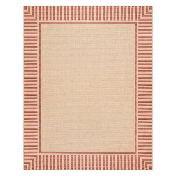 Gertmenian & Sons Paseo Kiano Sand/Red 5 ft. x 7 ft. Striped Border
