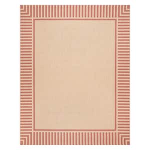 Paseo Kiano Sand/Red 6 ft. x 9 ft. Striped Border Indoor/Outdoor Area Rug