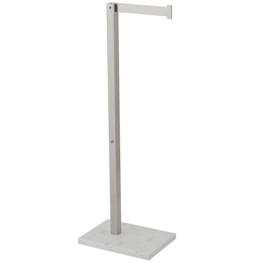 Brushed Nickel Freestanding Toilet Paper Holder with Marble Base