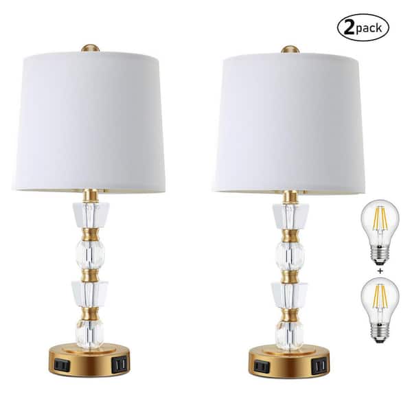 verlichten Canada Groene bonen BYBLIGHT Carolene 22.8 in. Gold Base Table Lamp Touch Control Accent Lamp  with USB Ports and Outlets 3-Way Dimmable (Set of 2) BB-SF0016GX - The Home  Depot