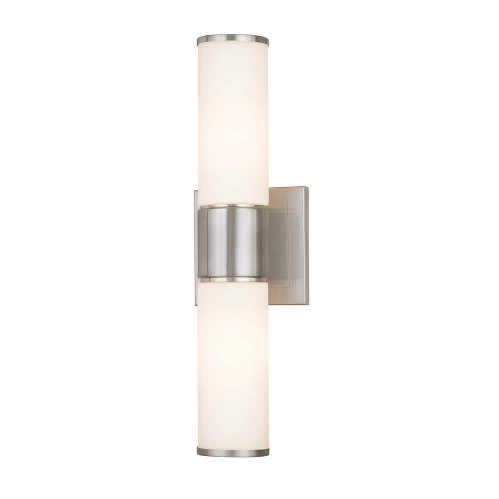 Brushed Nickel 2-Light Vanity with Satin Opal Glass