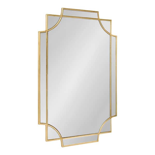 Kate and Laurel Medium Rectangle Gold Contemporary Mirror (35.4 in. H x 23.6 in. W)
