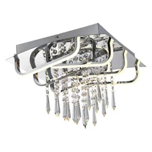 Jackson 4-Light 13 in. Chrome square Integrated LED Semi-Flush Mount with Crystal