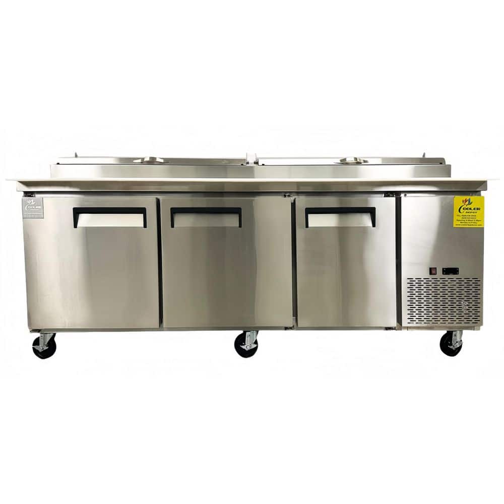 91 in. W 24.89 cu. ft. Commercial Pizza Prep Refrigerator in Stainless Steel
