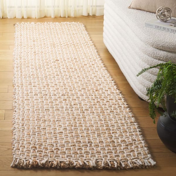 Natural Fiber 2 ft. x 8 ft. Natural/Ivory Woven Thread Runner Rug