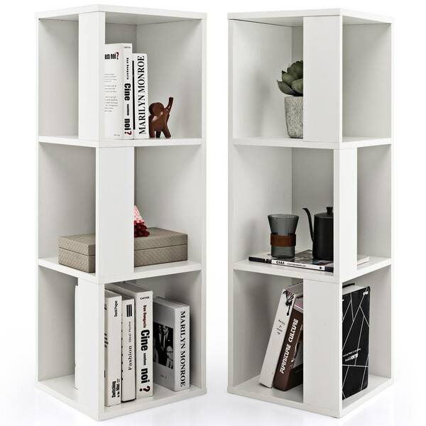 Costway 13 in. Wide x 39.5 in. H White 2 Pieces 3-tier Wood