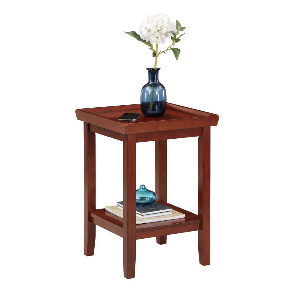 Mahogany 18" Rectangular End Table with Shelves