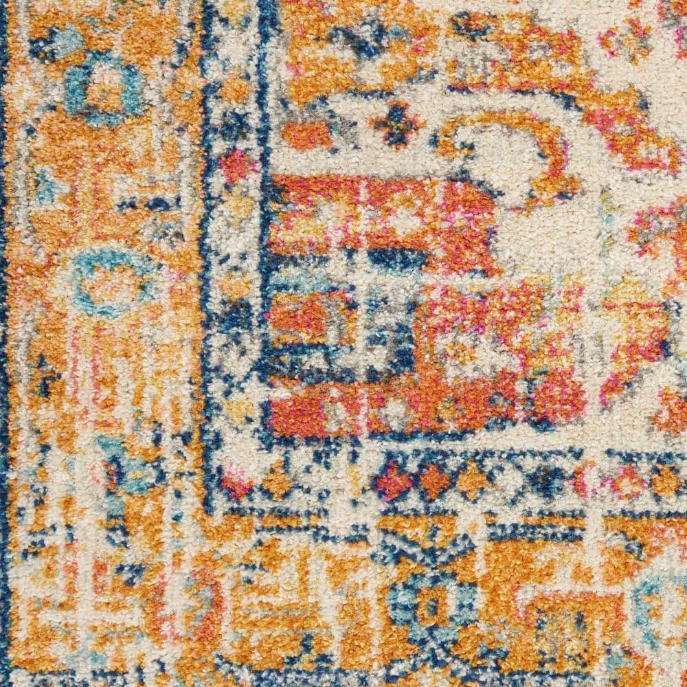 Ivory and Yellow Floral Viscose Rectangular Area Rug