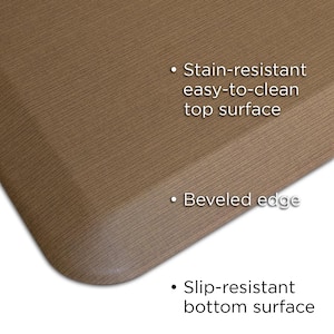 NewLife Designer Grasscloth Khaki 20 in. x 48 in. Anti-Fatigue Comfort Kitchen Mat