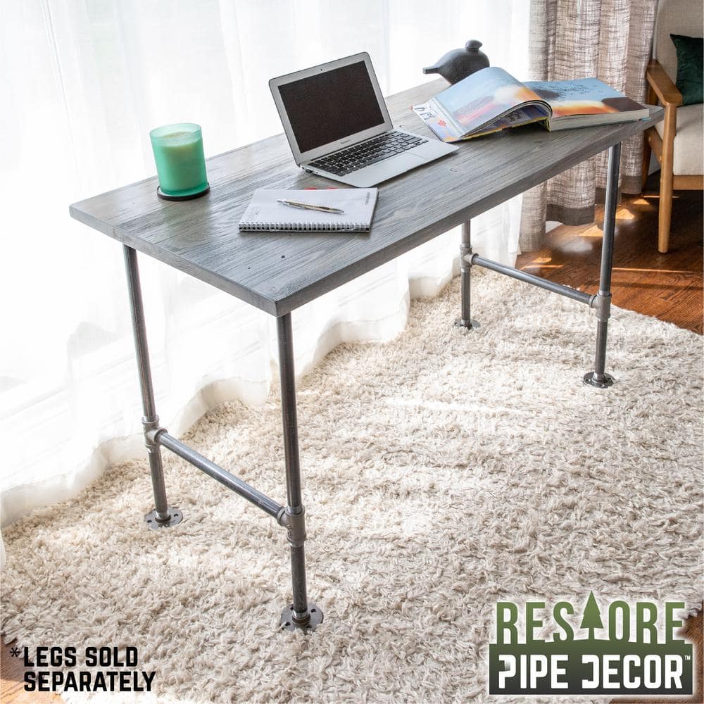 Riverstone Grey Distressed Pine Solid Wood Artisanal Desk Top
