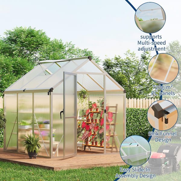 Garvee 6 ft.W x 6 ft.D x 6.3 ft. H Clear Aluminum Walk-in Outdoor