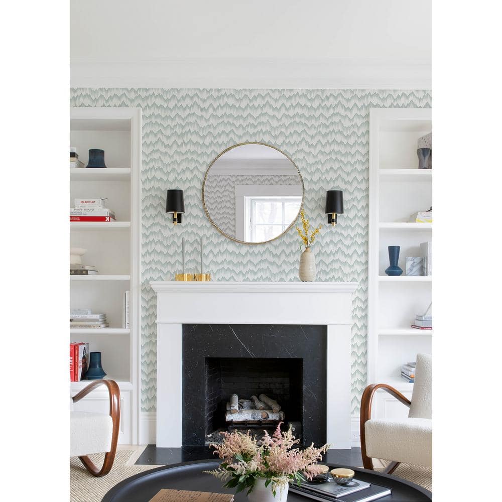 Holmby Seafoam Brushstroke Zigzag Non-Woven Wallpaper