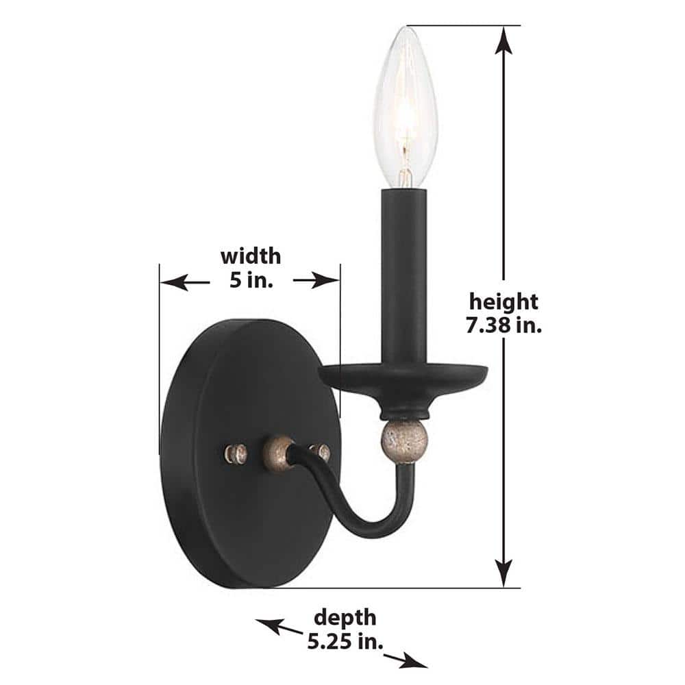 Black and Gold Dimmable Steel Wall Sconce