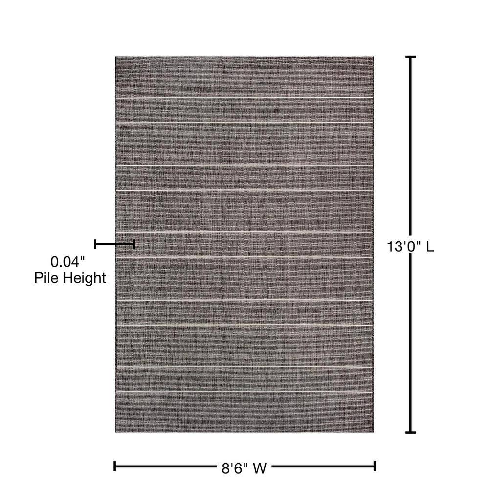 Gray Stripe Synthetic 52"x24" Easy Care Rectangular Rug