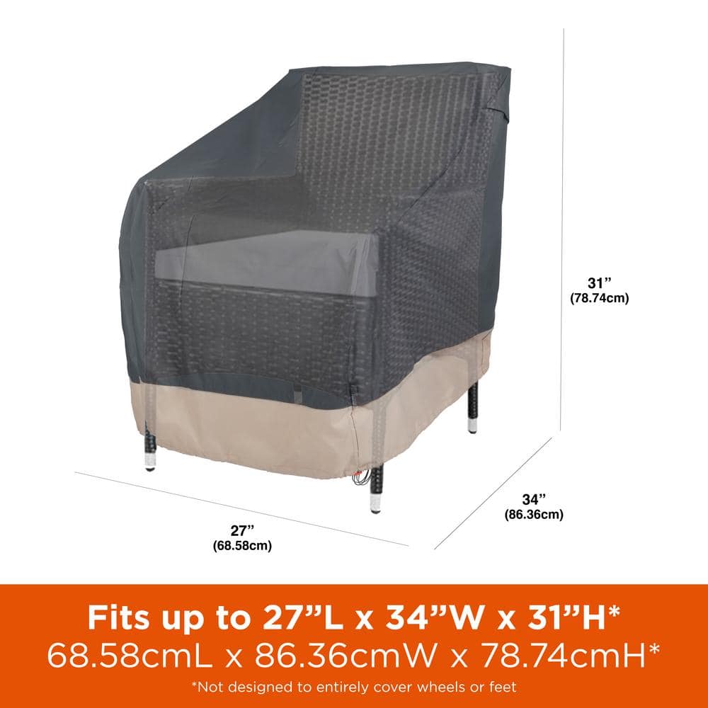 Gray and Beige Weather-Resistant Patio Chair Covers, 27" x 34" x 31", 2-Pack