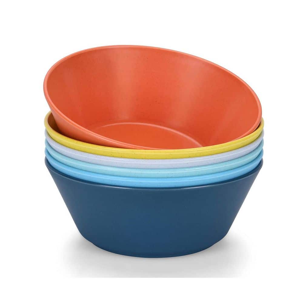 32oz Wheat Plastic StrawFiber Salad Bowl Kitchen Serving Set Stackable MicrowaveDishwasher Safe Set of 6 Assorted Colors product image for price tracking