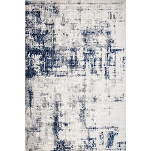 Madalynn Modern Abstract Silver 9 ft. x 12 ft. Area Rug