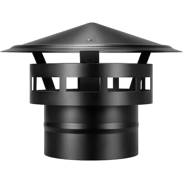 VIVOHOME 6 in. Round Galvanized Steel Cone Top Chimney Cap with Screen in Black