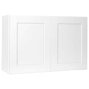 Satin White 36 in. W x 24 in. H x 23 in. D Shaker Stock Assembled Above Refrigerator Deep Wall Bridge Kitchen Cabinet
