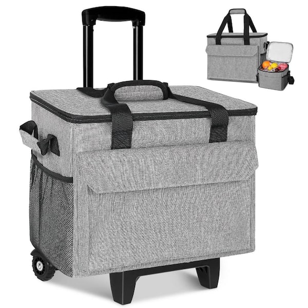 Rolling Coolers with Mini Lunch Bag, 50 Cans Collapsible Hard Liner Cooler with Wheels, 2-in-1 Portable Trolley Cart