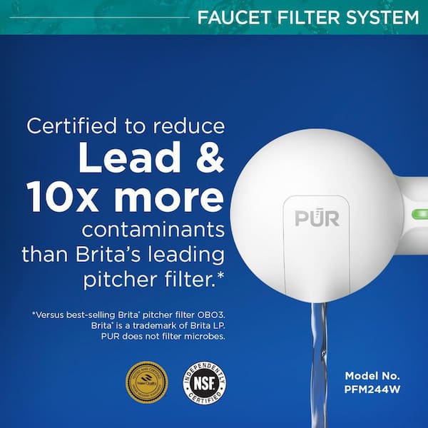 PUR Plus Horizontal Faucet Mount Water Filtration System in Matte 