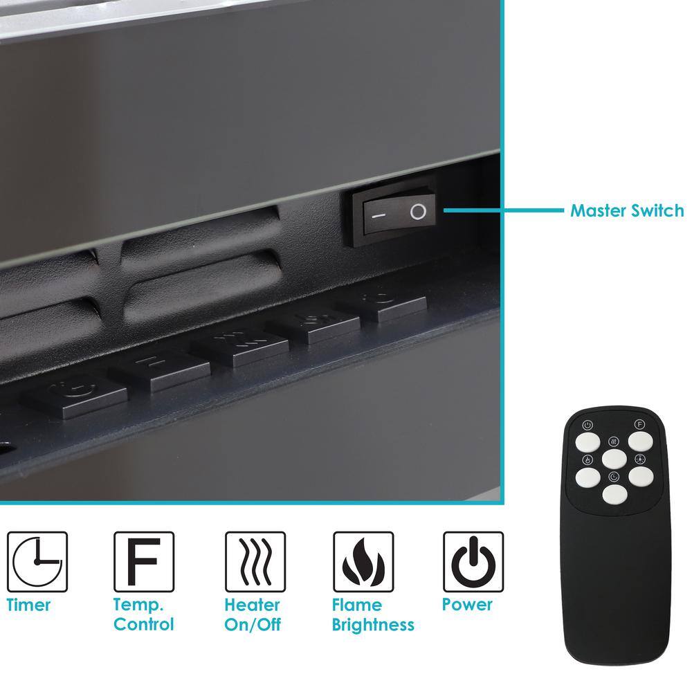 Sophisticated Hearth 50" Black Steel Electric Fireplace with Remote Control