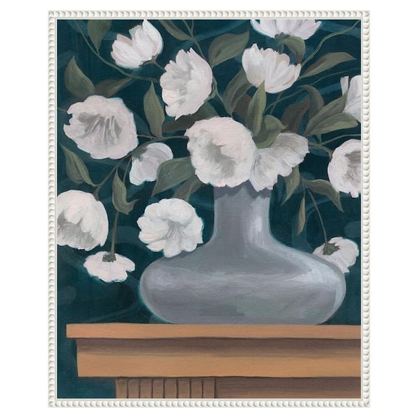 Amanti Art Snowball Posies II by Grace Popp 23 in. W x 28 in. H Canvas Float Frame in White