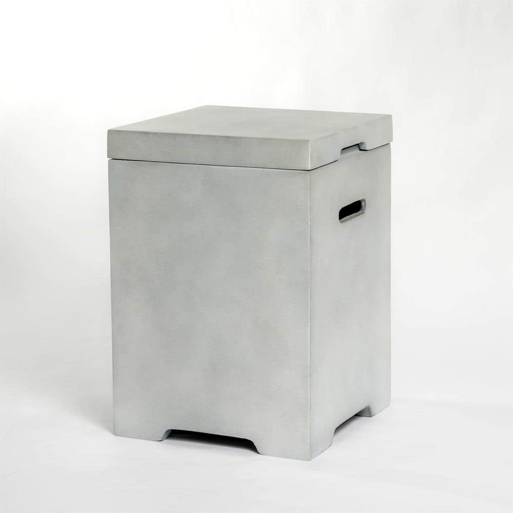 Outdoor Tank Table for Gas Fire Pit, Hides Propane Tank Cover, Concrete Lig