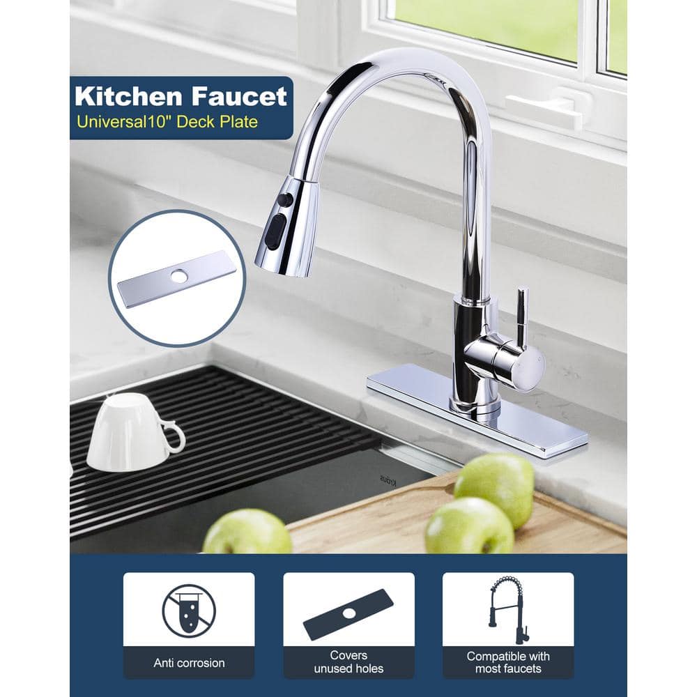 10" Chrome Stainless Steel Kitchen Sink Faucet Hole Cover Deck Plate