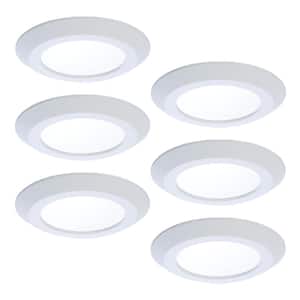 SLDSL6 Series 6 in. 2700K-5000K Selectable CCT Surface Integrated LED Downlight White Recessed Light Round Trim (6-Pack)
